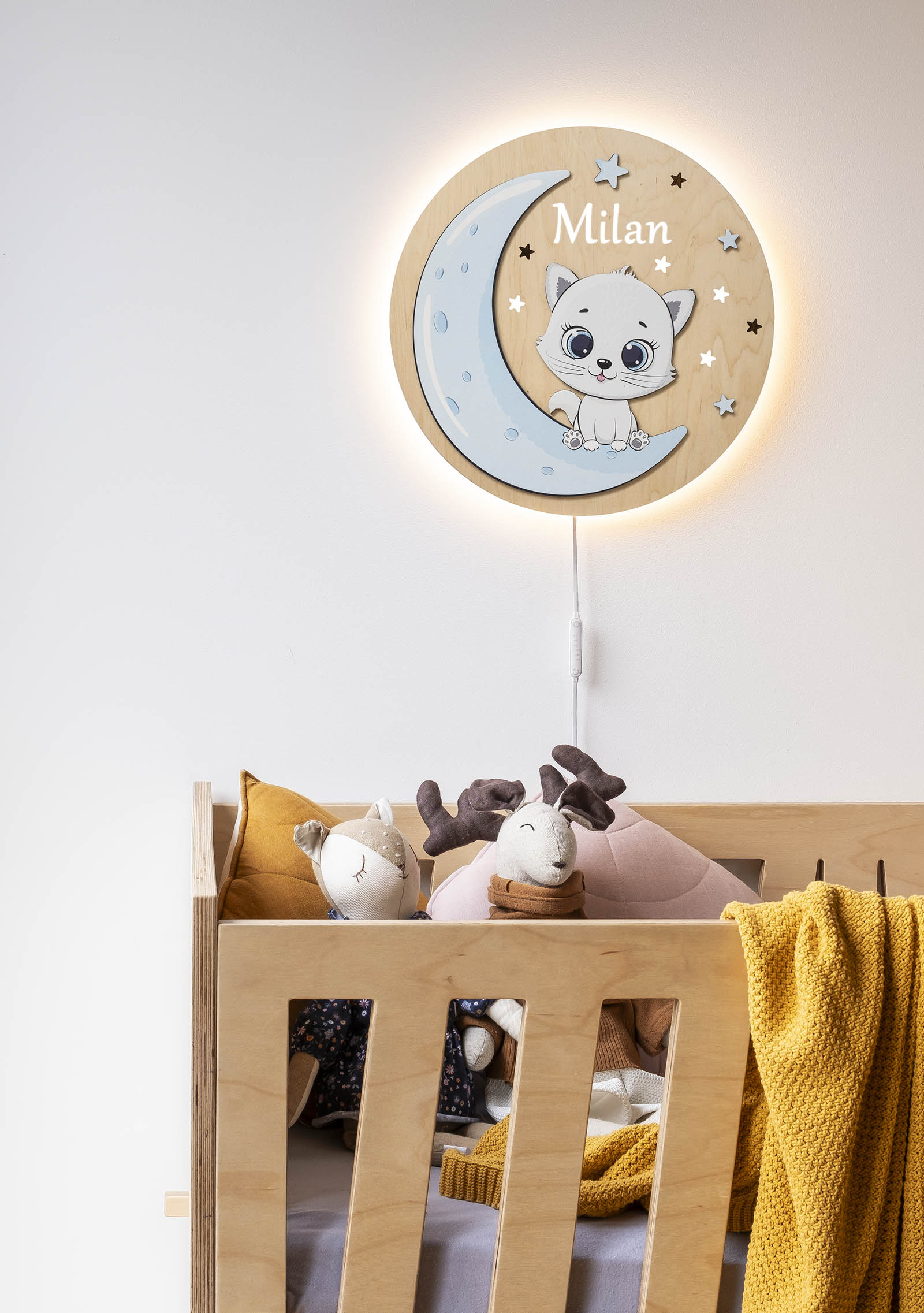 Lampka nocna dla dziecka - Kotek na księżycu