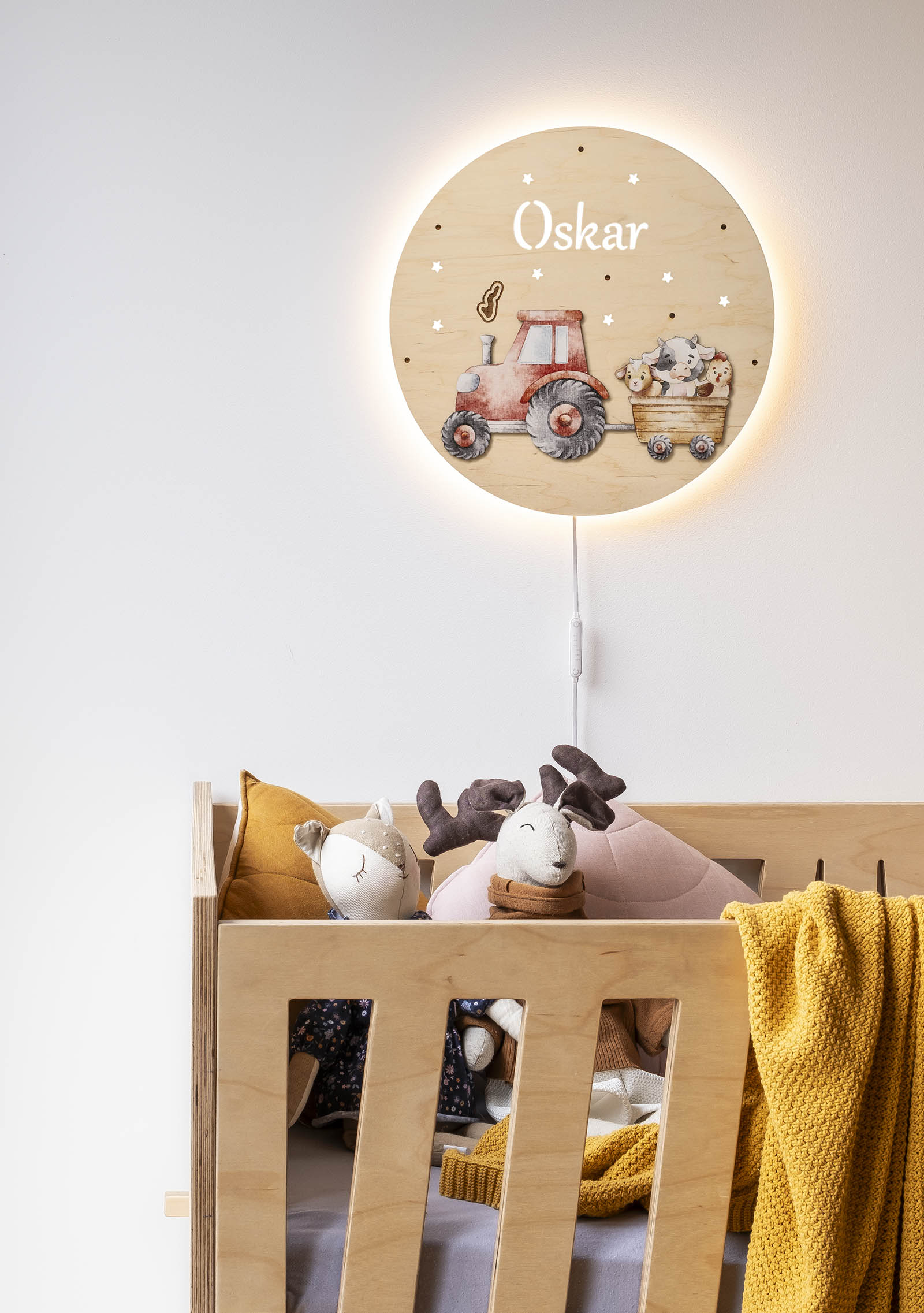 Lampka nocna dla dziecka - Trakror z zwierzątkami