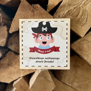 Drewniana kartka urodzinowa pirat
